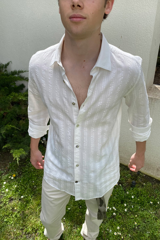 ALLEY DOCKS CAMISA BLANCA ESTILO GUAYABERA