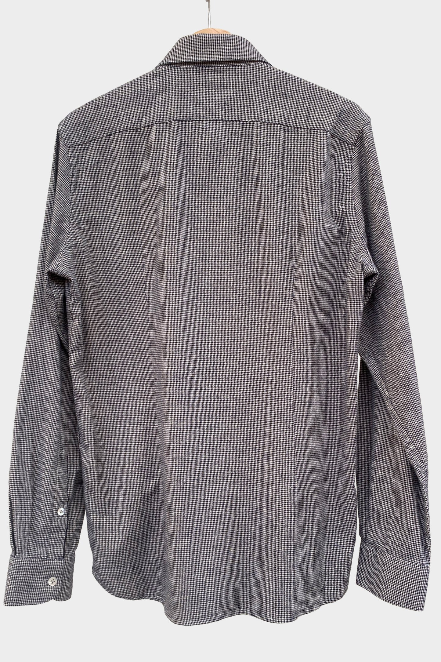 Alley Docks Camisa de franela mini pata de gallo gris y azul oscuro