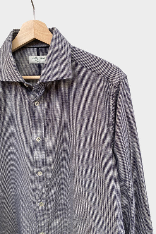 Alley Docks Camisa de franela mini pata de gallo gris y azul oscuro