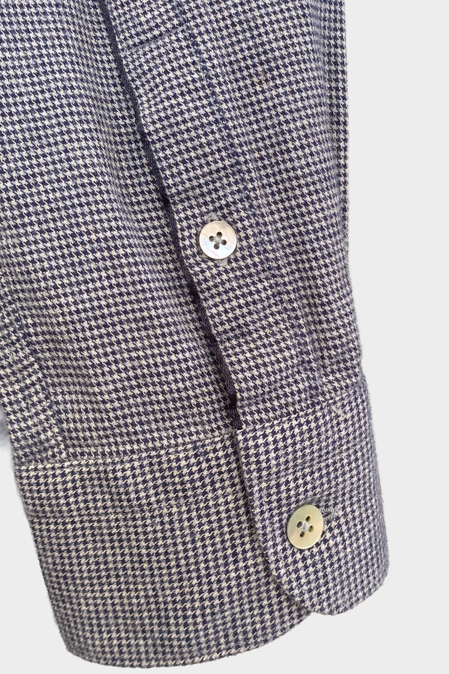Alley Docks Camisa de franela mini pata de gallo gris y azul oscuro