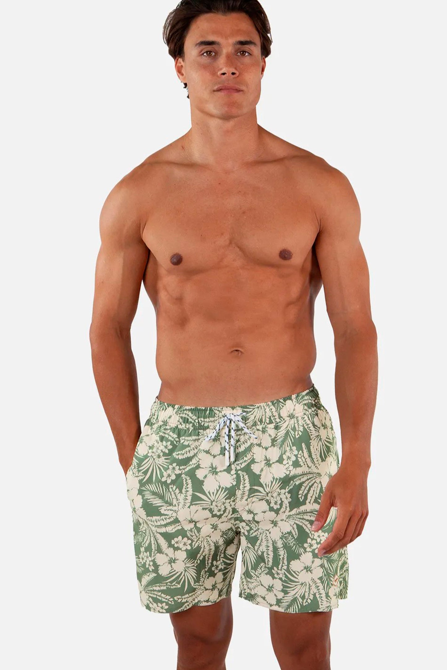 Barts Amsterdam Traje de Baño verde flores hawaiana