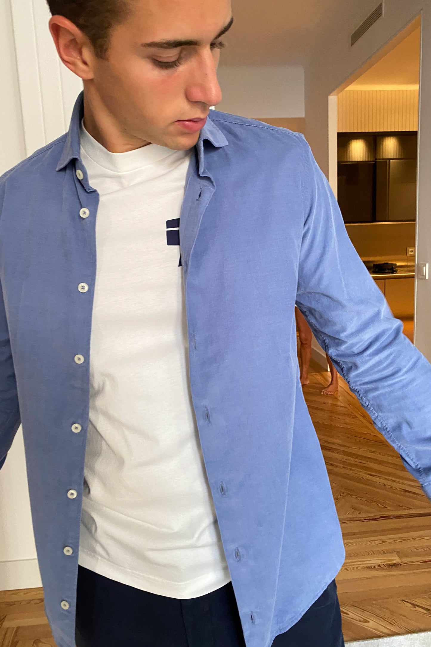 Bastoncino Camisa de micropana celeste