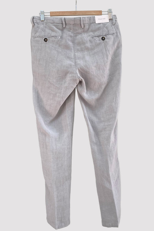 Four.ten Pantalón de lino con goma y cordón en la cintura topo