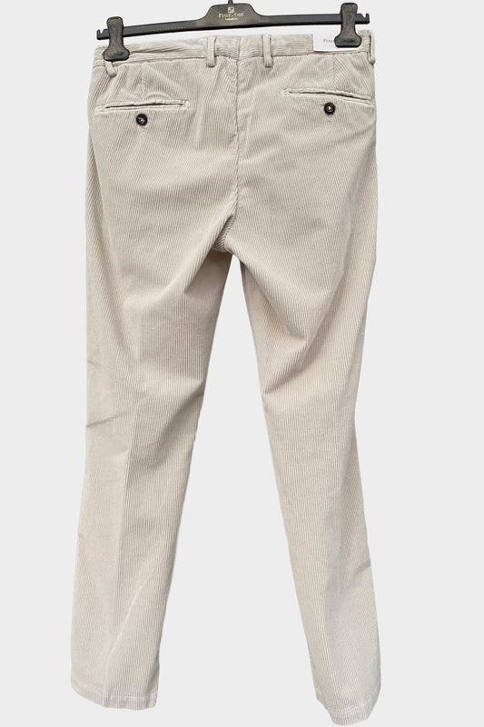 Four.ten Pantalón pana gorda blanco con cordón y goma