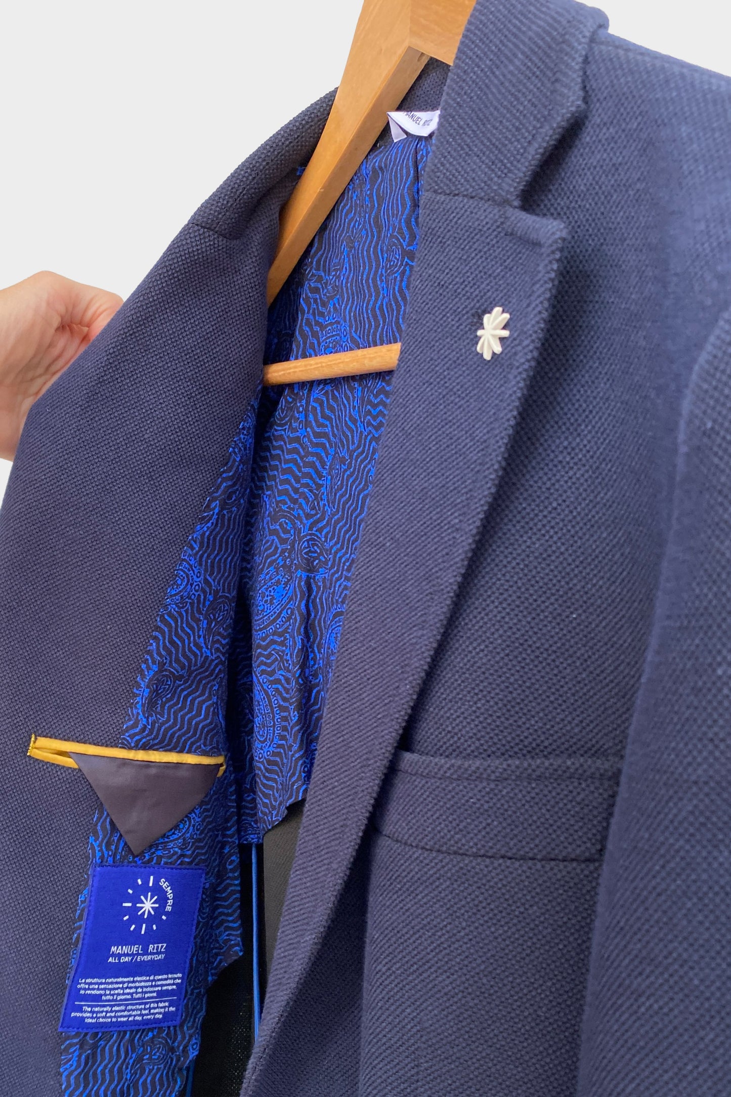 Manuel Ritz Blazer de piqué stretch azul