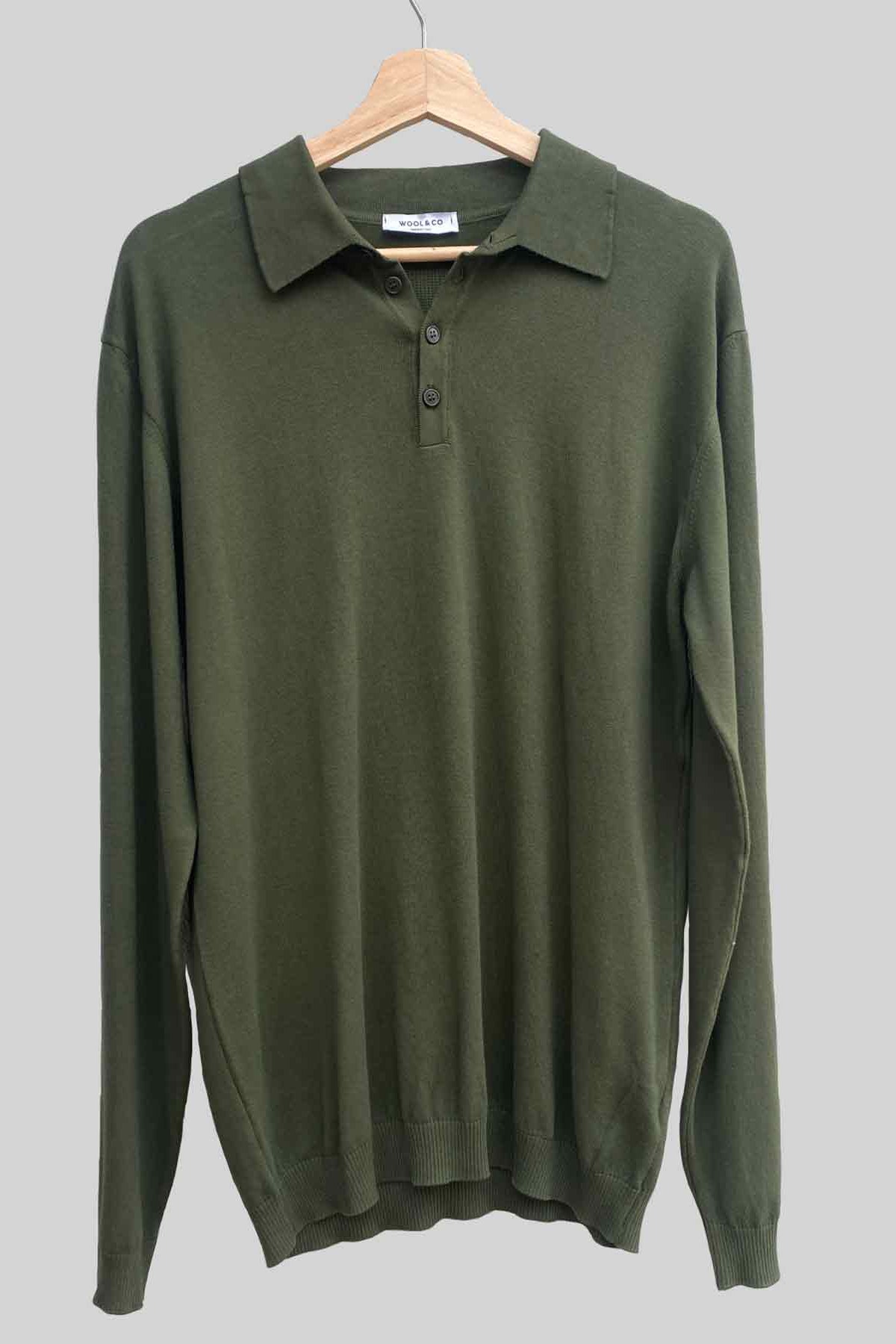Wool and co Jersey Polo de algodón verde