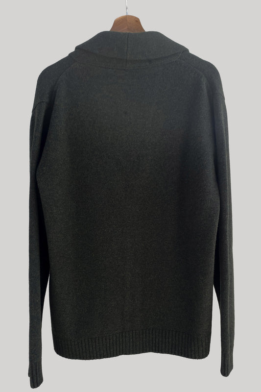 Wool & co Cardigan de lana con solapa verde