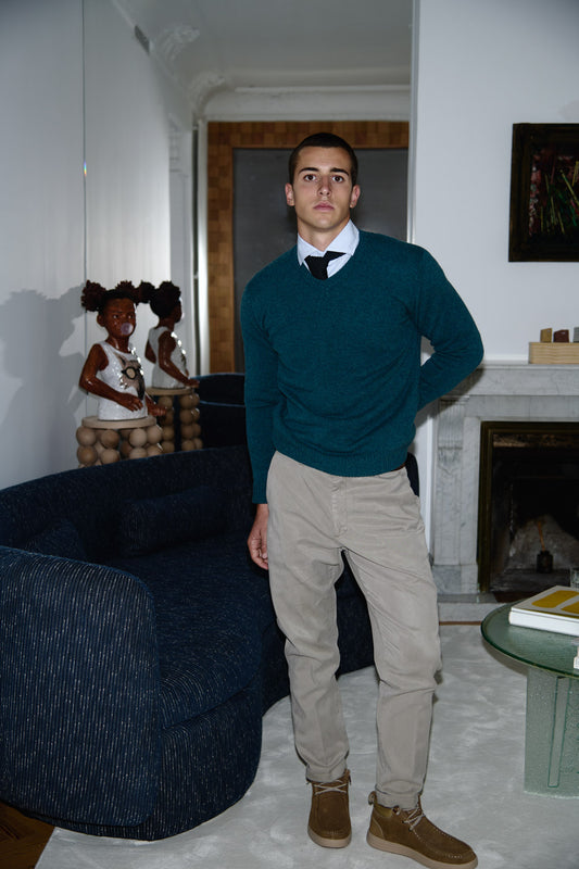 Homeward jersey cuello pico verde oscuro