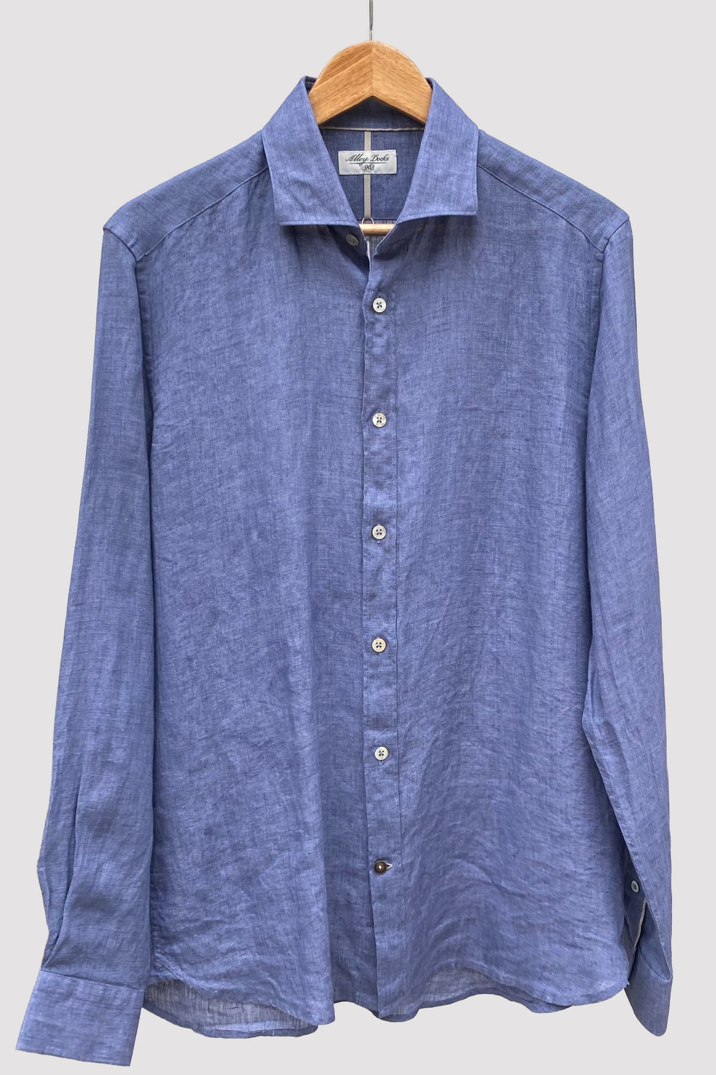 Alley Docks Camisa de lino azul lavado