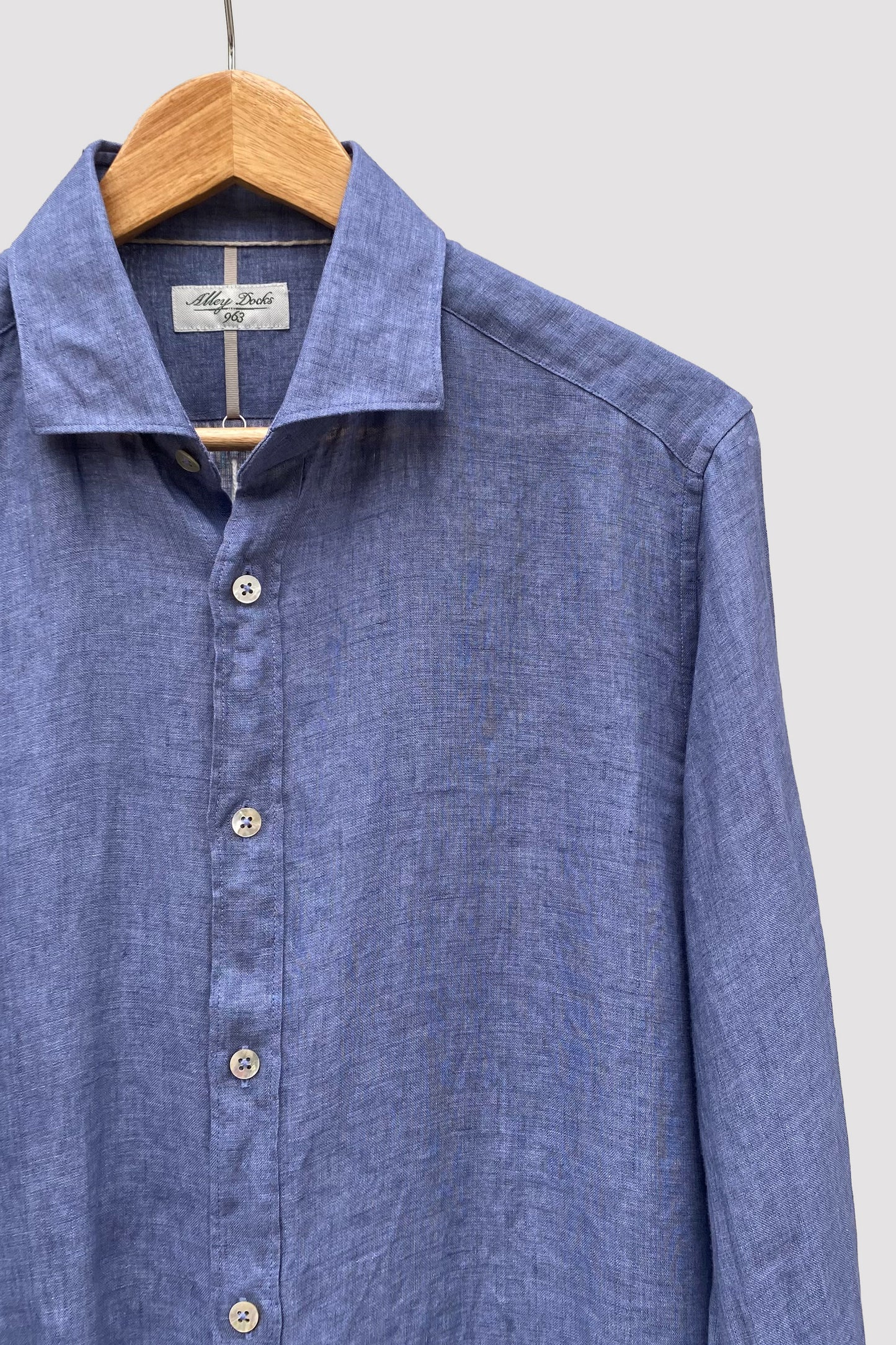 Alley Docks Camisa de lino azul lavado