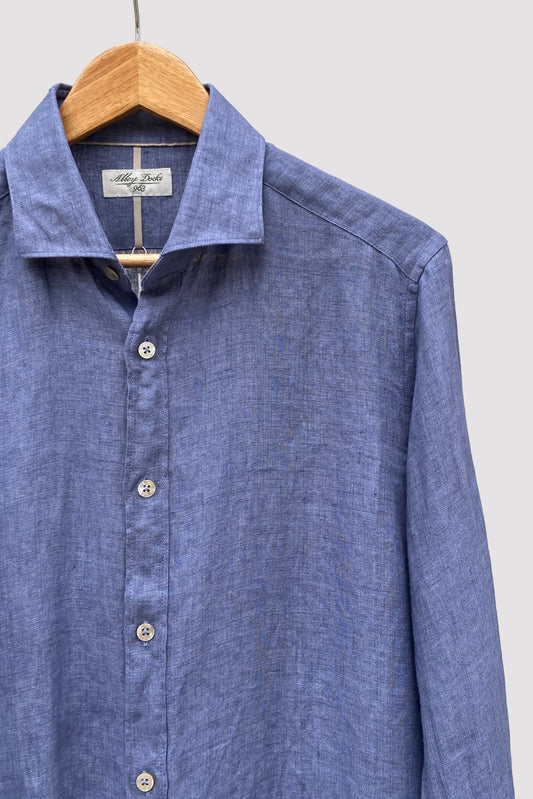 Alley Docks Camisa de lino azul lavado