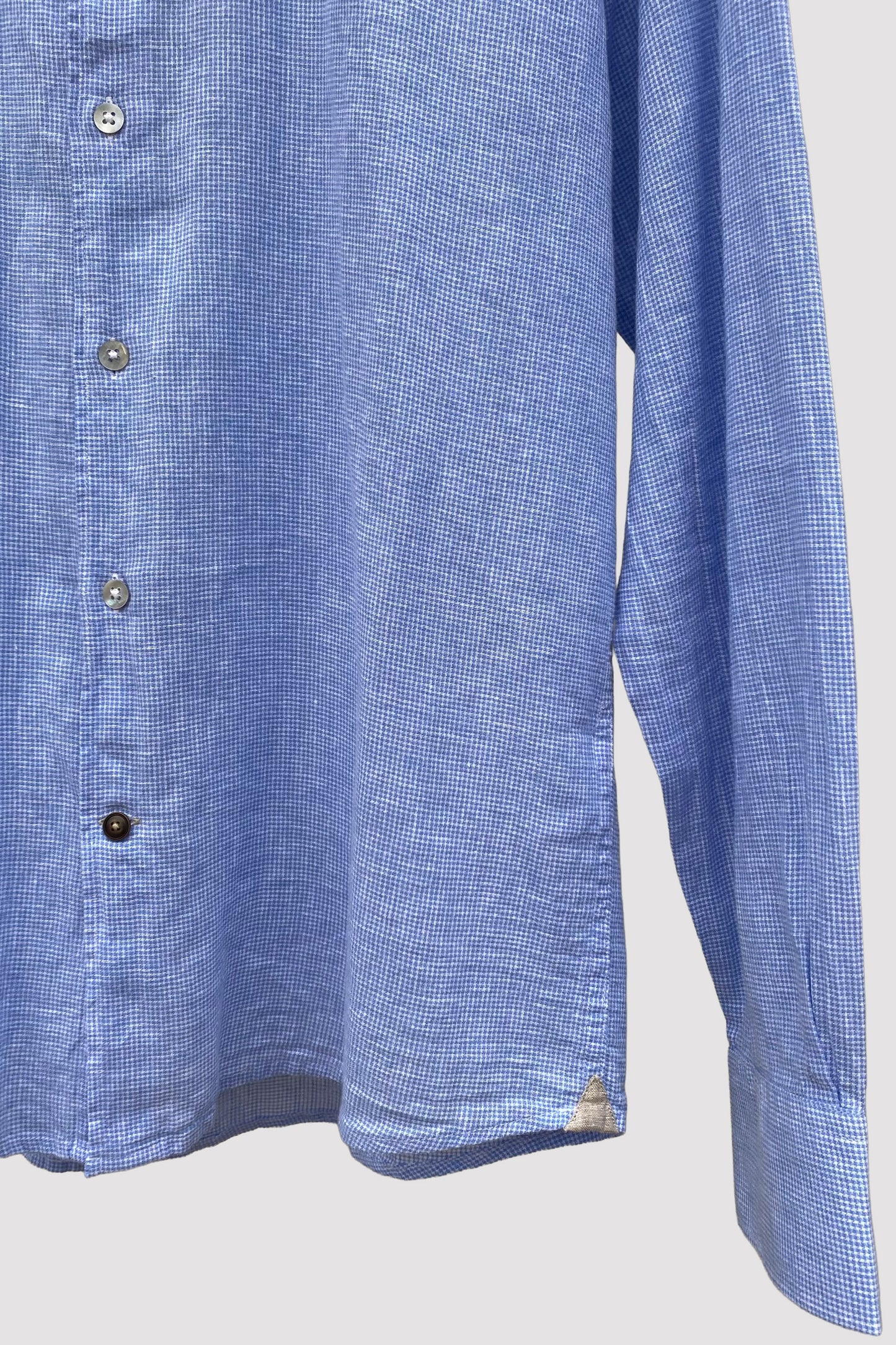 Alley Docks Camisa celeste con dibujo de pata de gallo