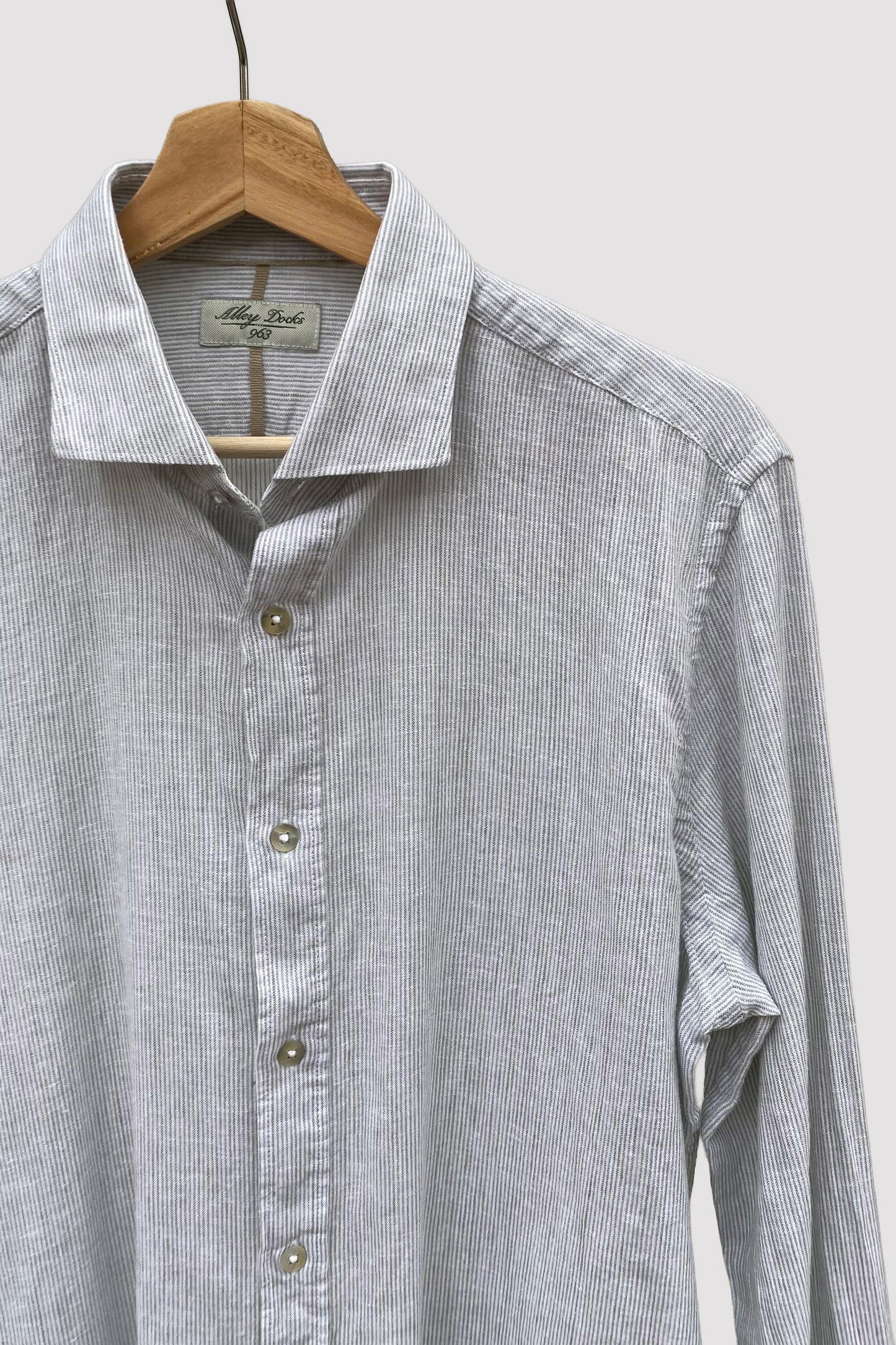 Alley Docks Camisa de mini rayas de color verde claro