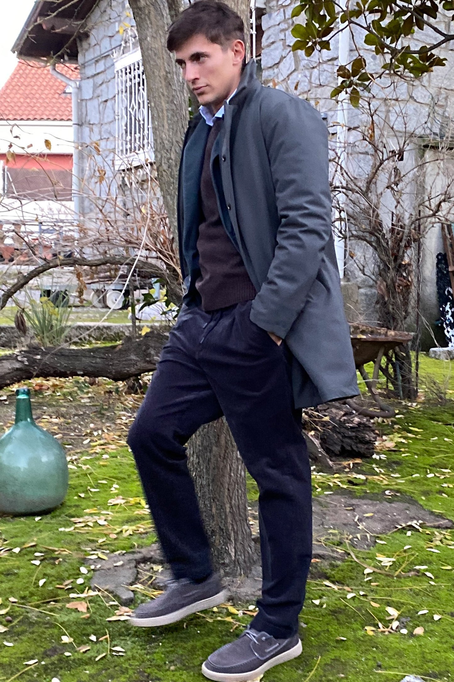 Alley Docks Pantalón aterciopelado navy