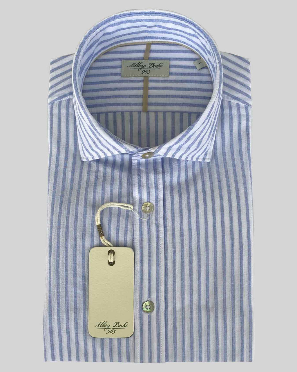 Alley Docks Camisa rayas anchas blancas y azules