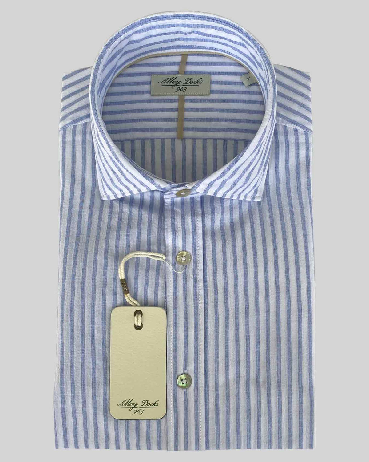Alley Docks Camisa rayas anchas blancas y azules
