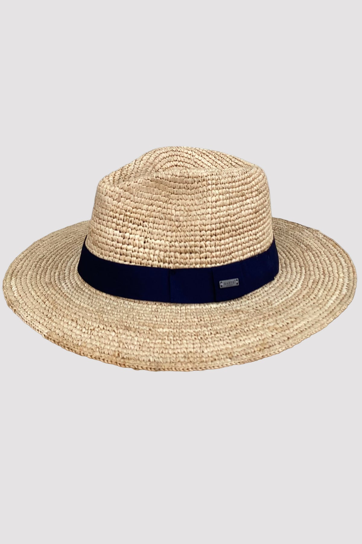 Barts Sombrero Albury color natural y cinta azul marino