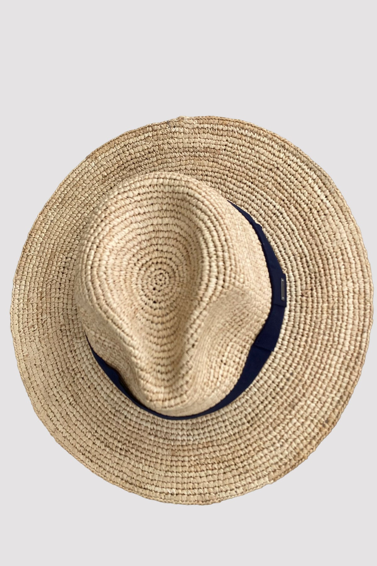 Barts Sombrero Albury color natural y cinta azul marino