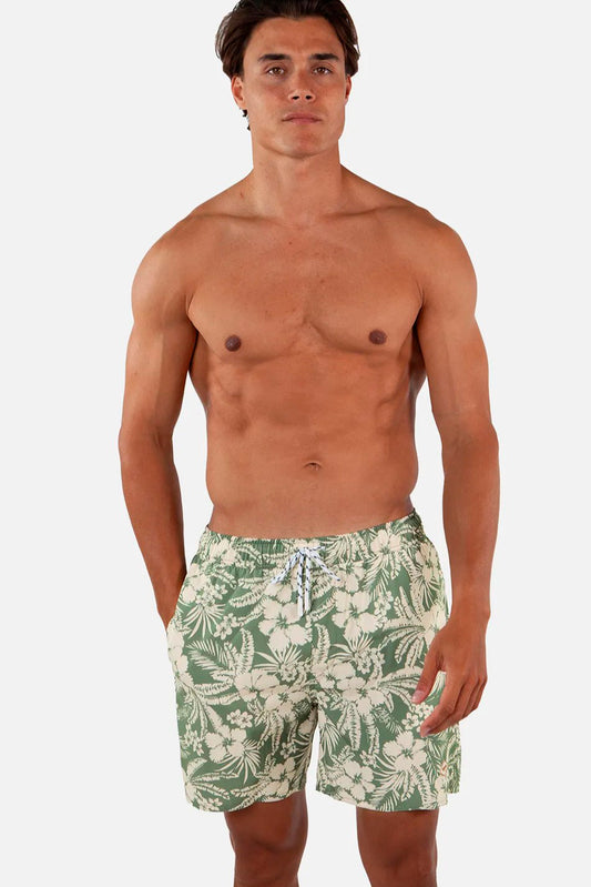 Barts Amsterdam Traje de Baño verde flores hawaiana