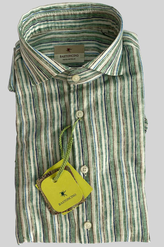 Bastoncino Camisa de rayas verde y azul