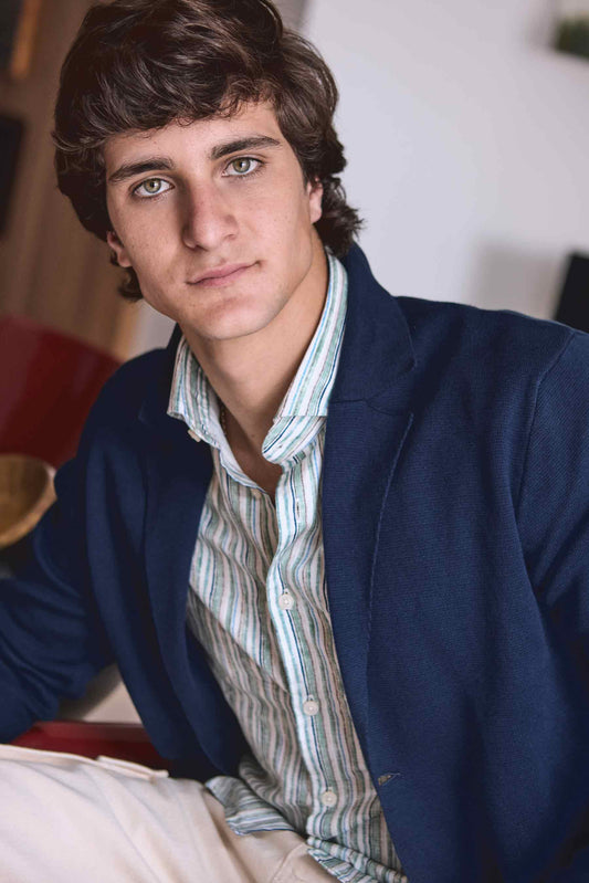Bastoncino Camisa de rayas verde y azul