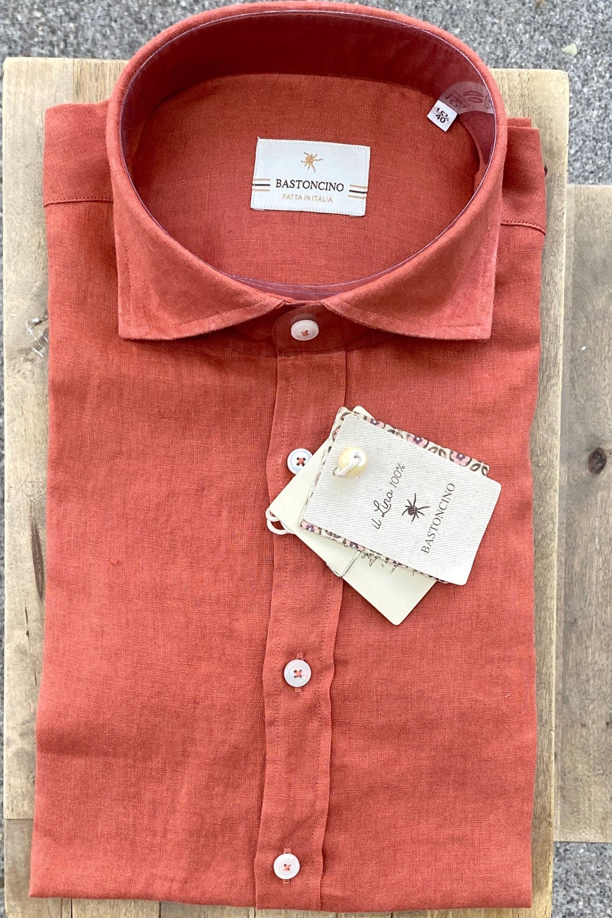 Bastoncino Camisa de lino color caldero