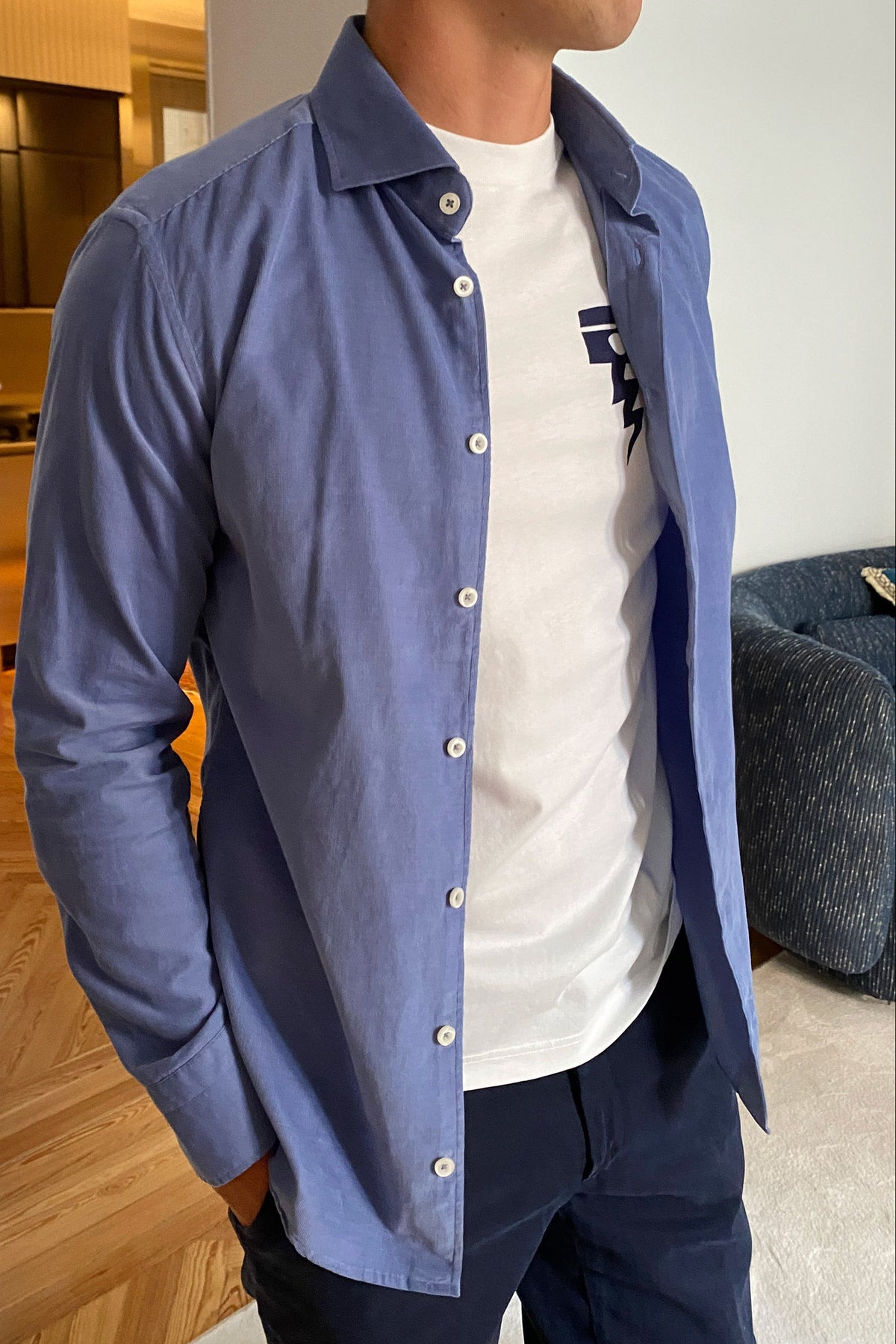 Bastoncino Camisa de micropana celeste