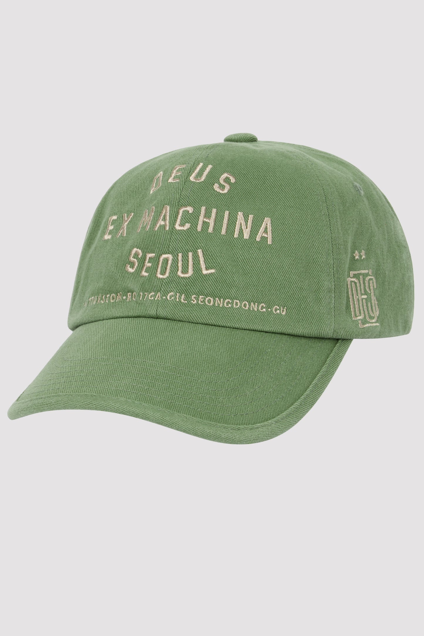 Deus Gorra marrón con la dirección de la dirección de Seul verde