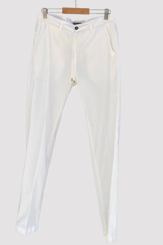 Four.ten Pantalón de popelín blanco con cordón