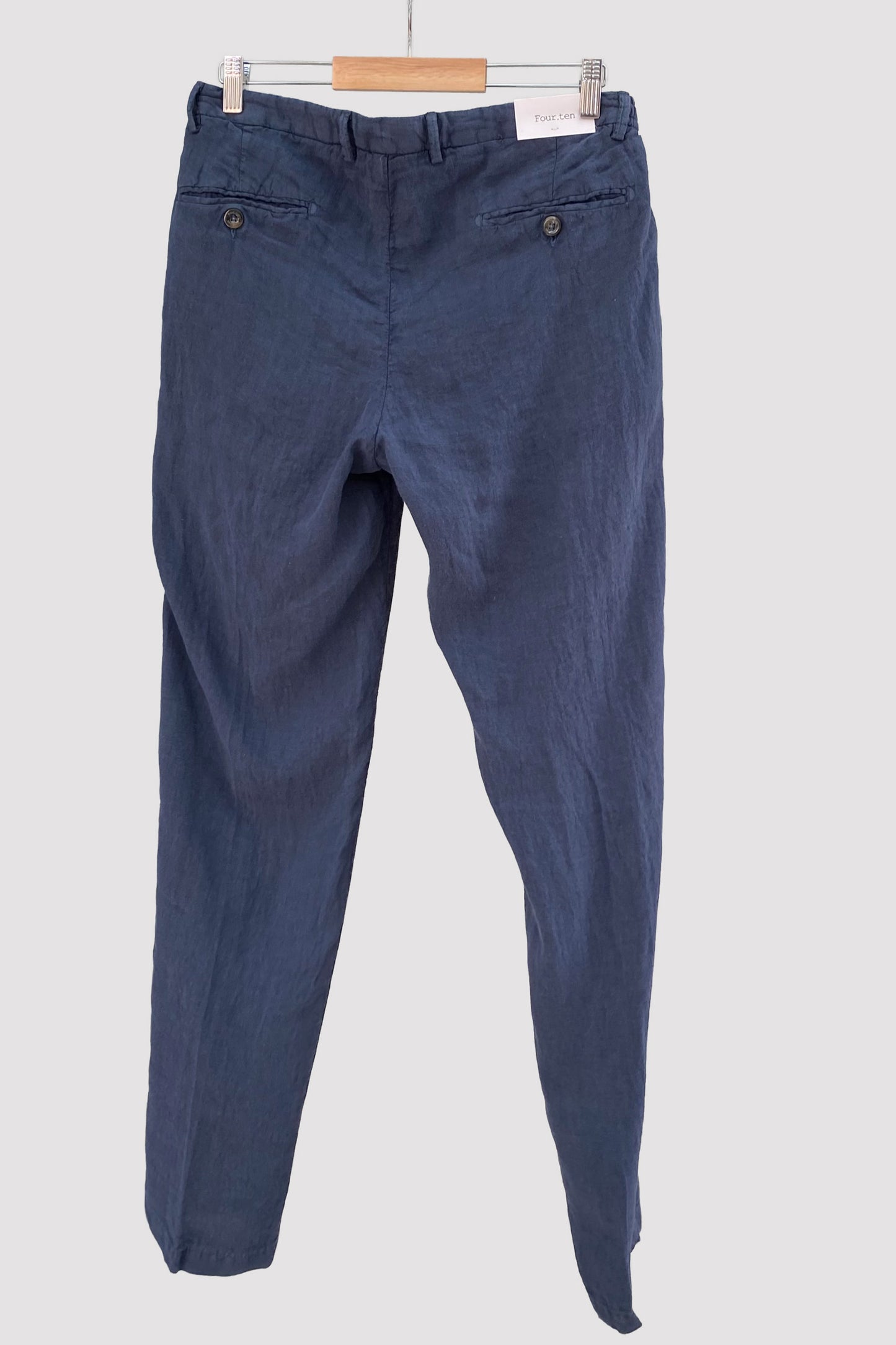 Four.ten Pantalón de lino con goma y cordón en la cintura navy