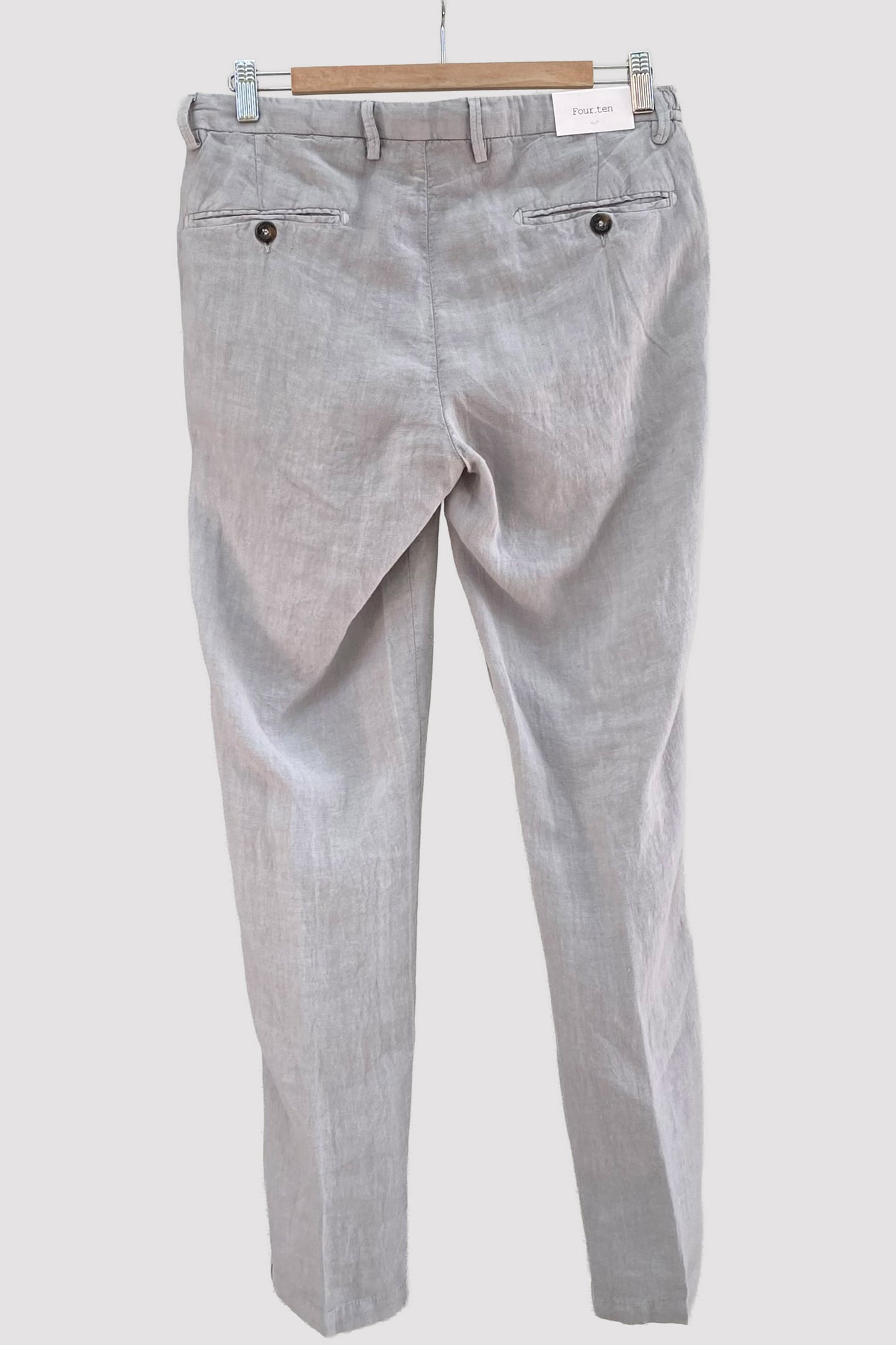 Four.ten Pantalón de lino con goma y cordón en la cintura topo