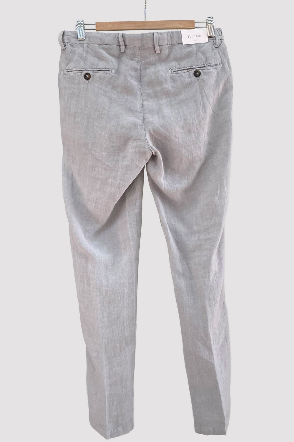 Four.ten Pantalón de lino con goma y cordón en la cintura topo