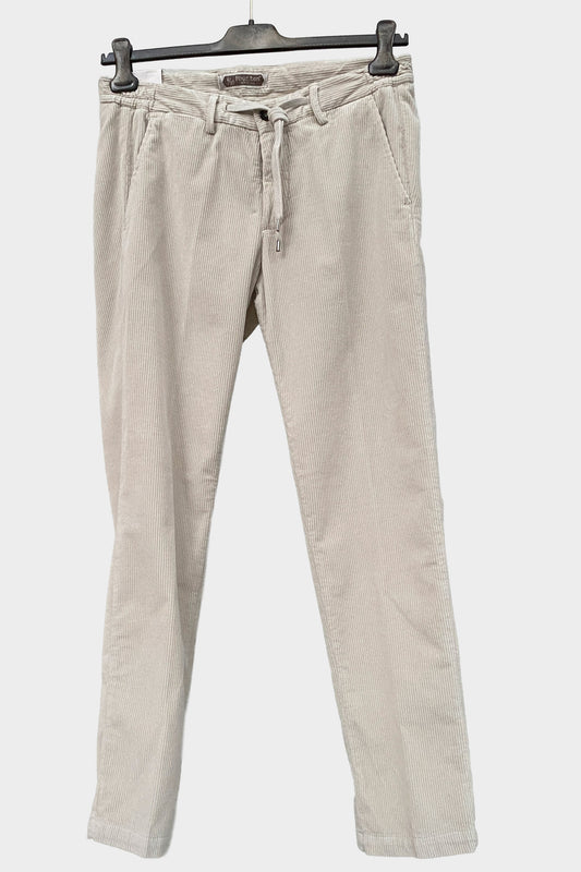 Four.ten Pantalón pana gorda blanco con cordón y goma
