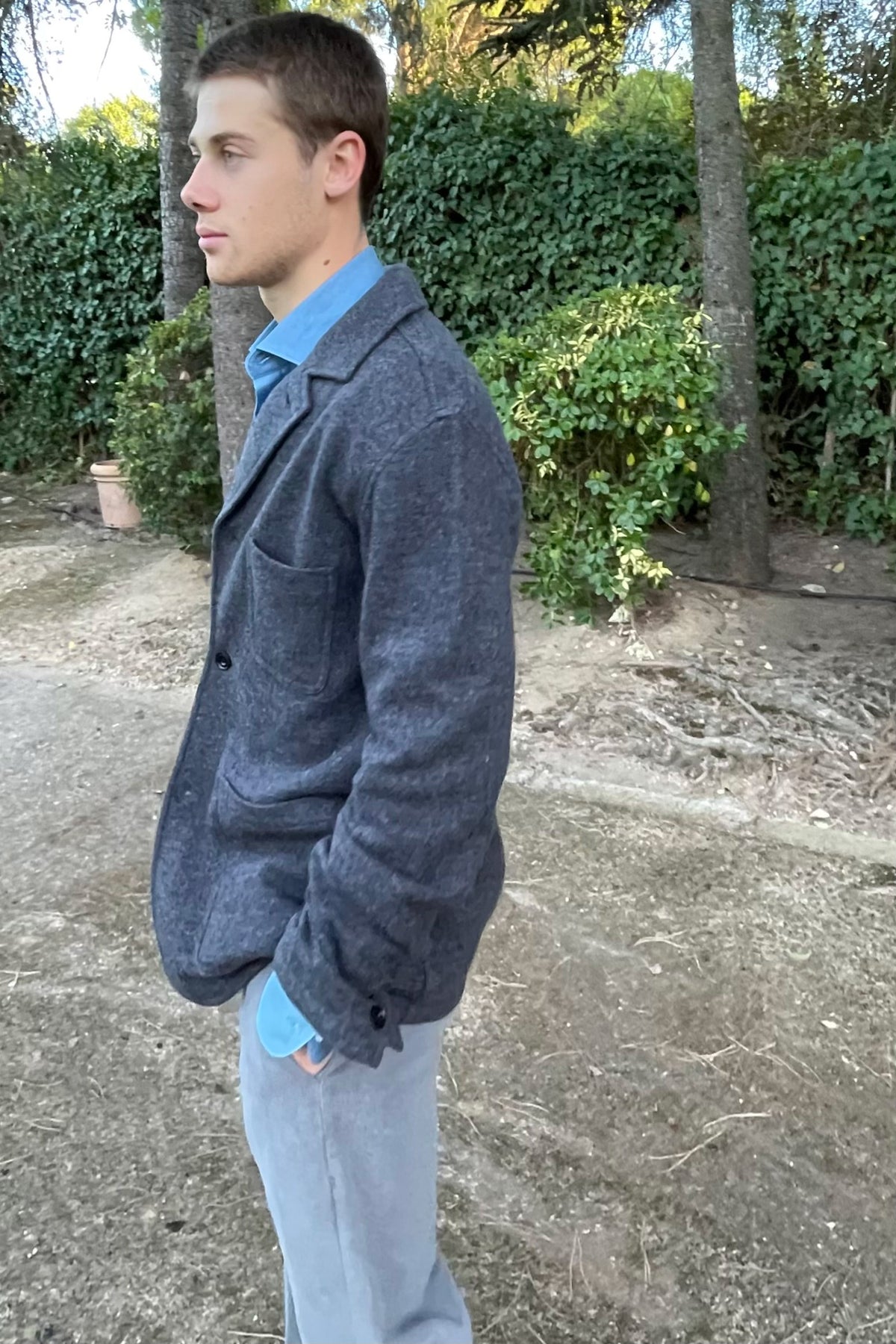 Hartford blazer de lana cocida gris oscuro