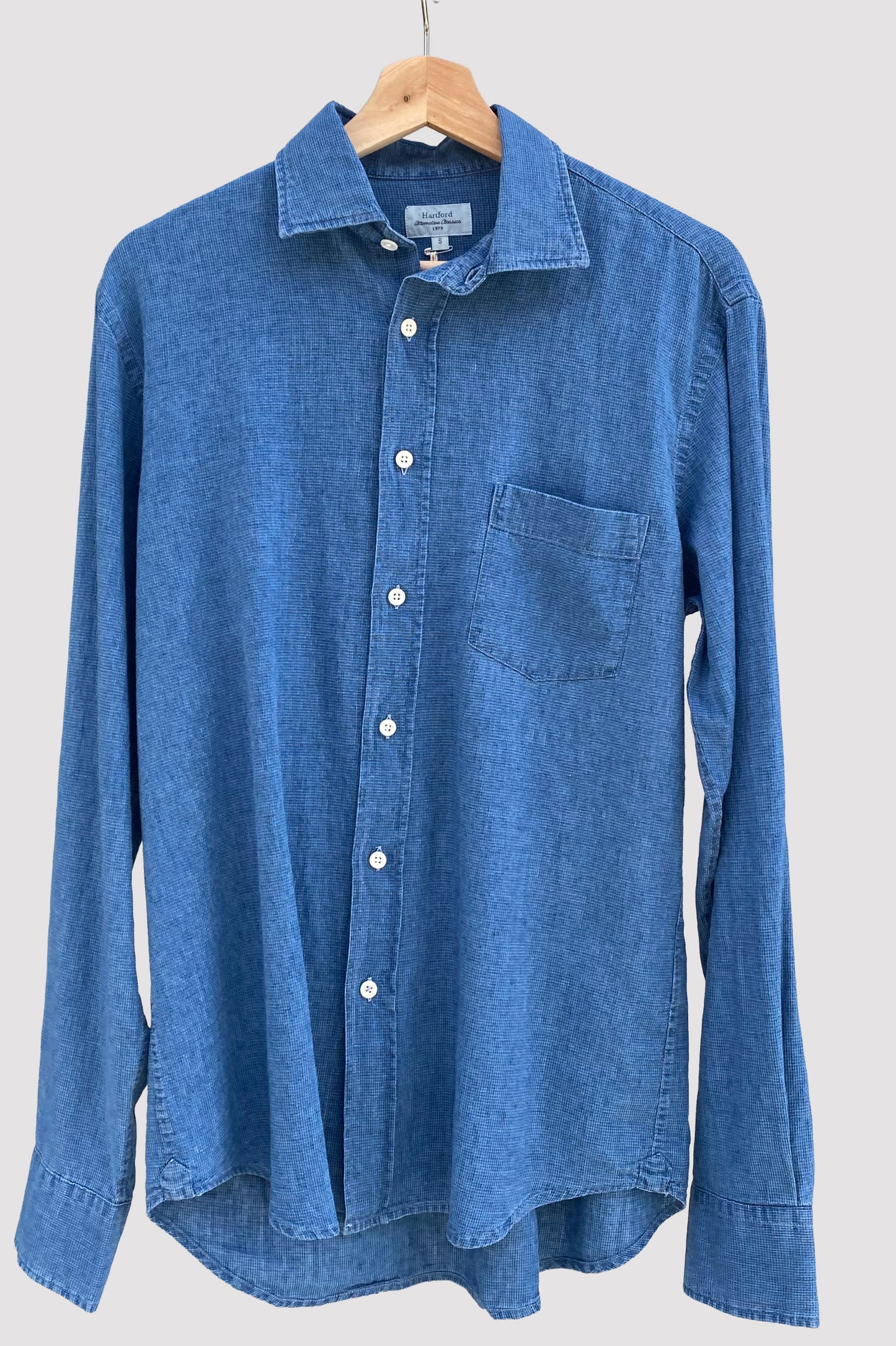 Hartford Camisa Paul con dibujo de mini cuadro azul