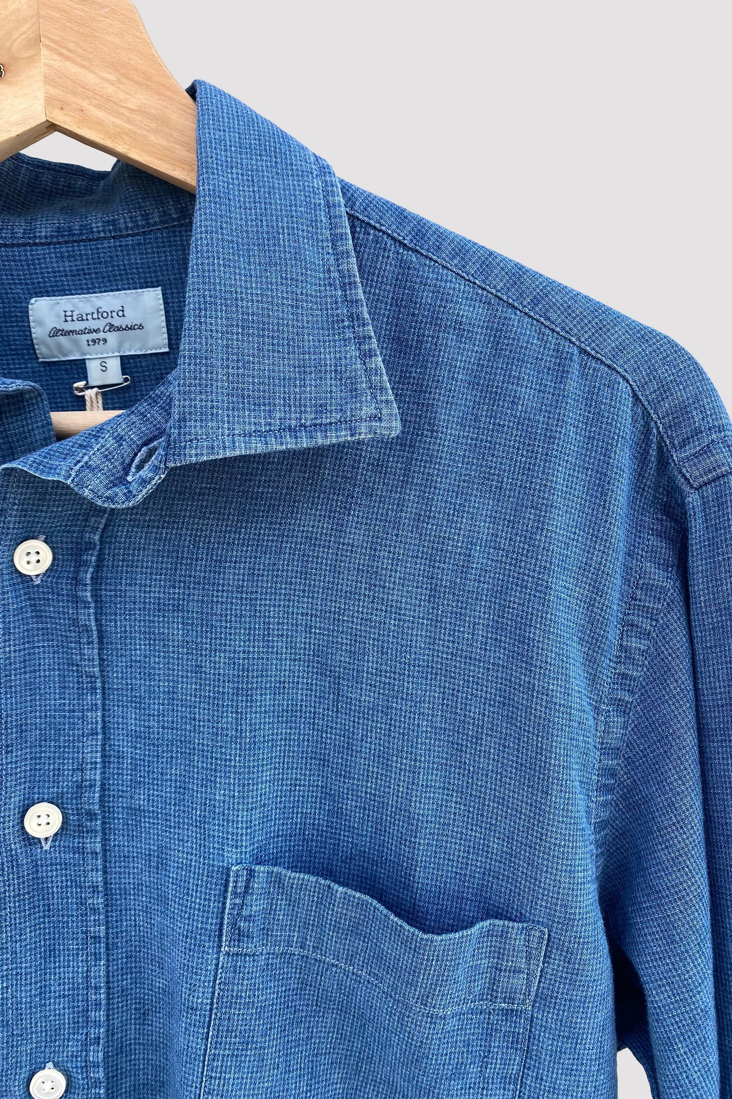 Hartford Camisa Paul con dibujo de mini cuadro azul