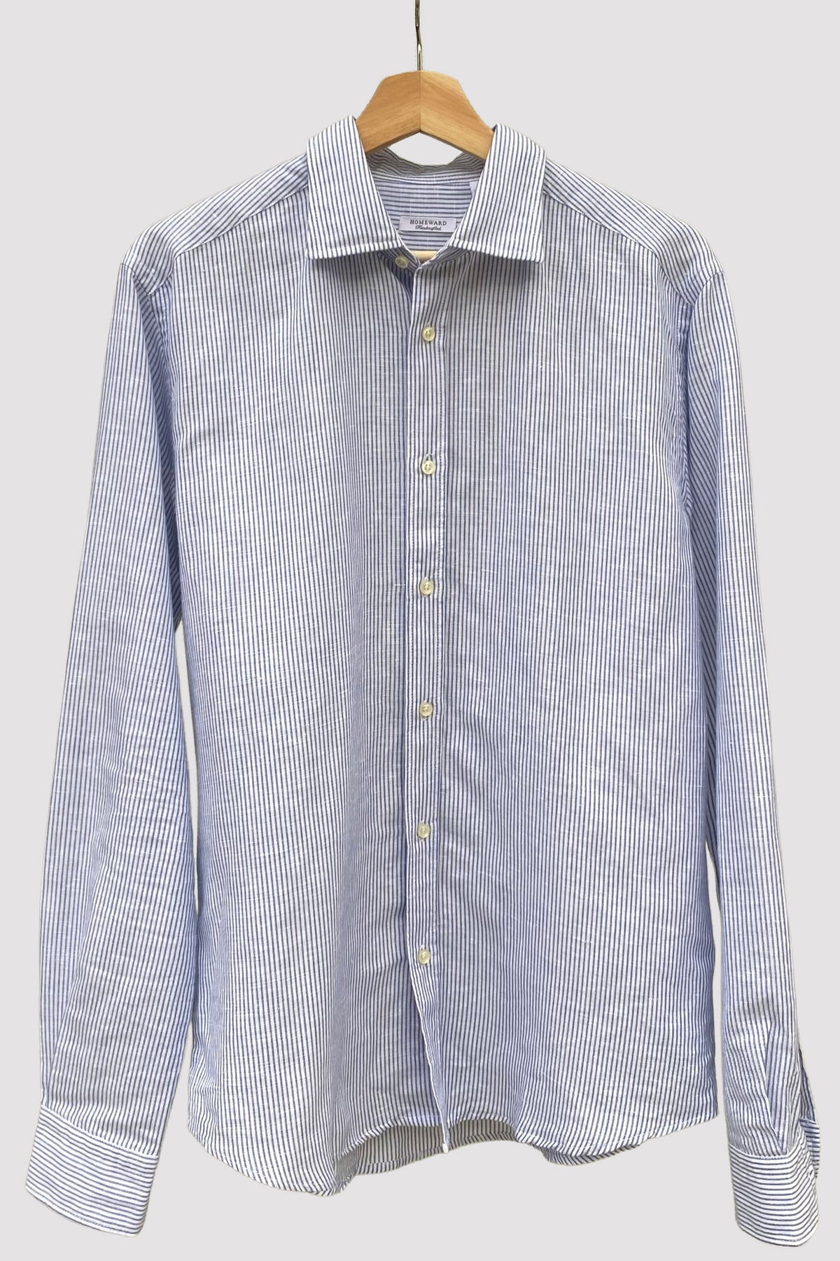 Homeward camisa blanca de rayas azules
