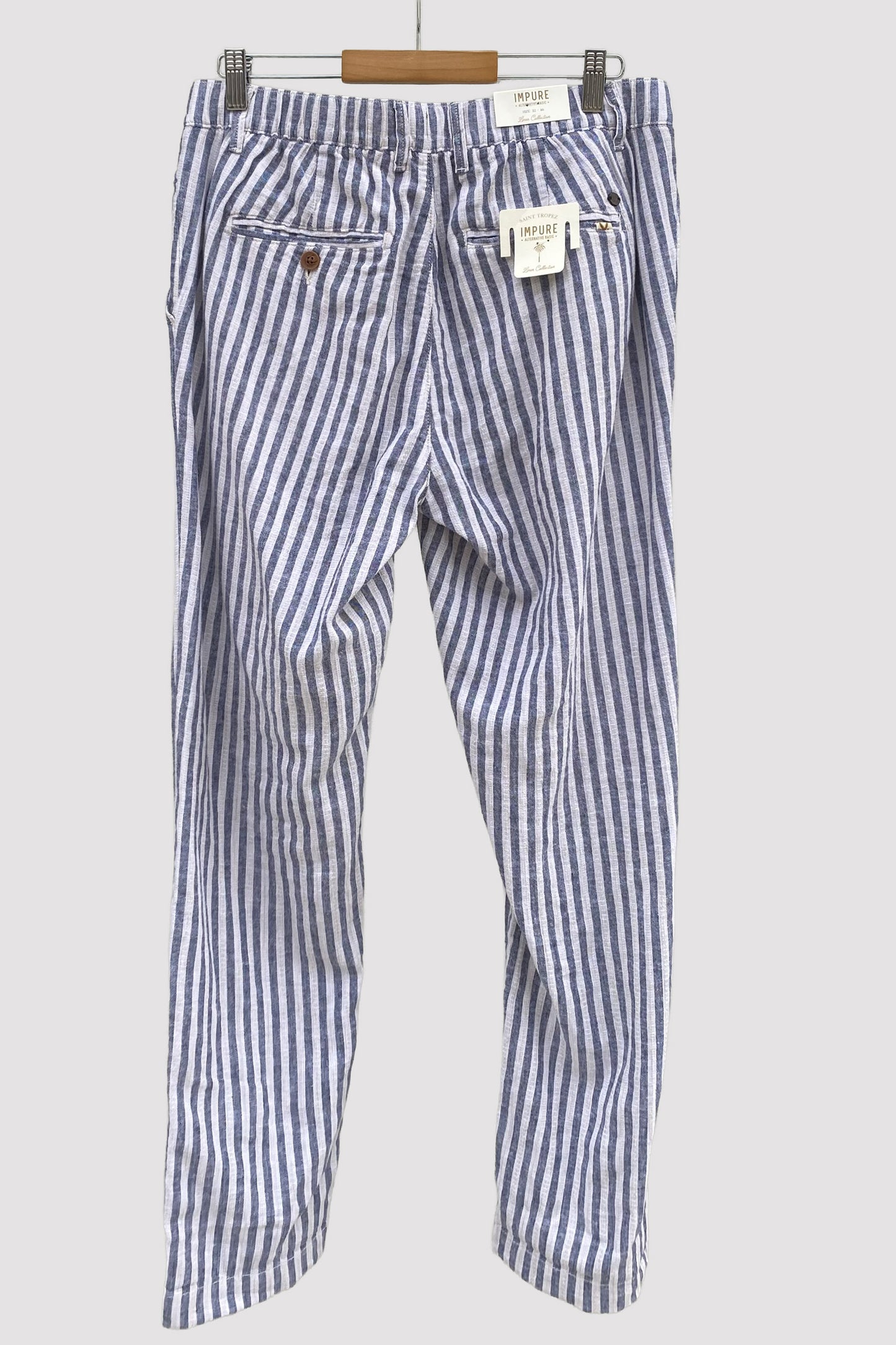 Impure Pantalón Jogger de lino de rayas
