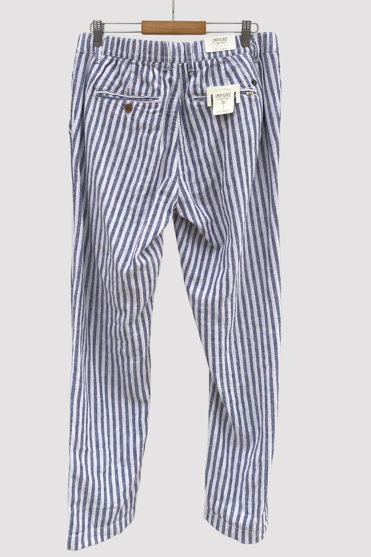 Impure Pantalón Jogger de lino de rayas