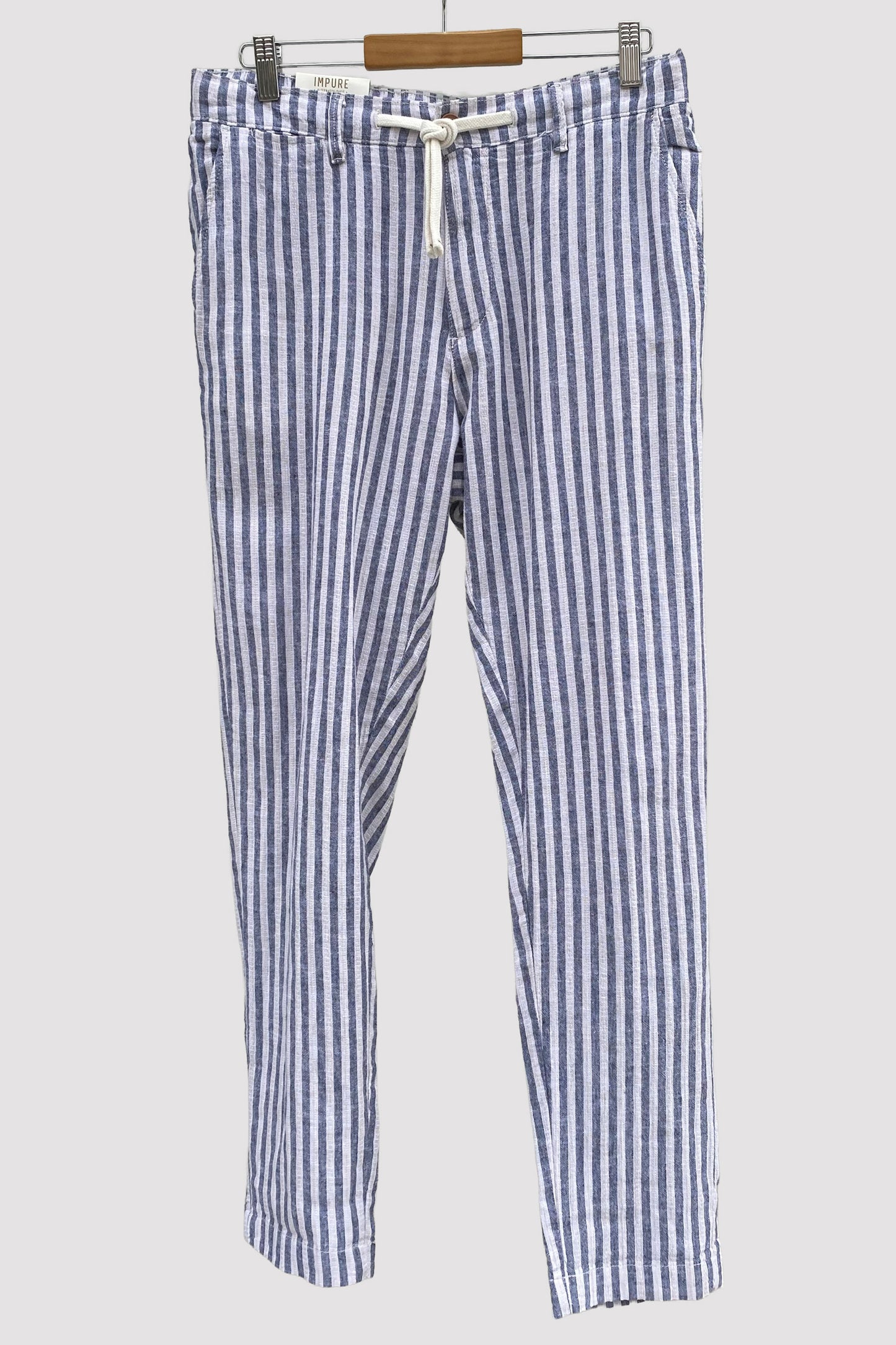 Impure Pantalón Jogger de lino de rayas