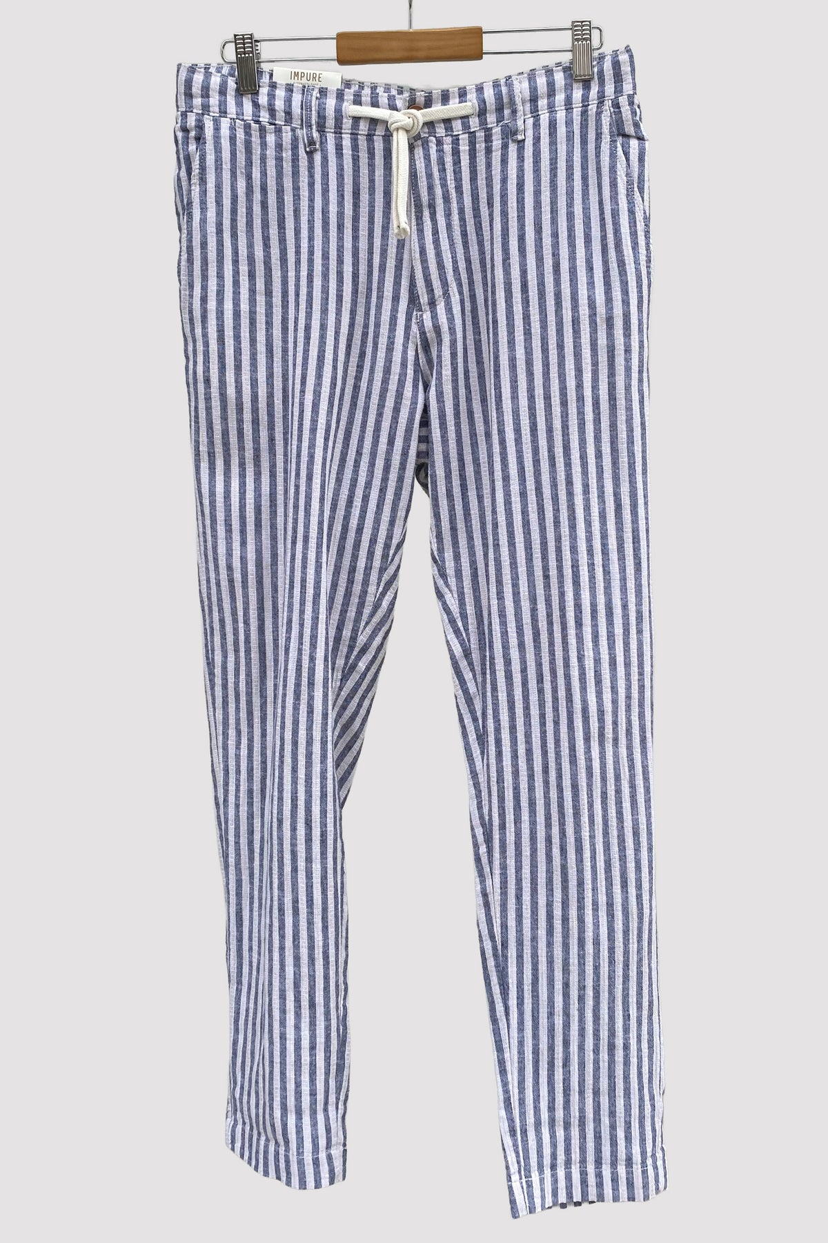 Impure Pantalón Jogger de lino de rayas