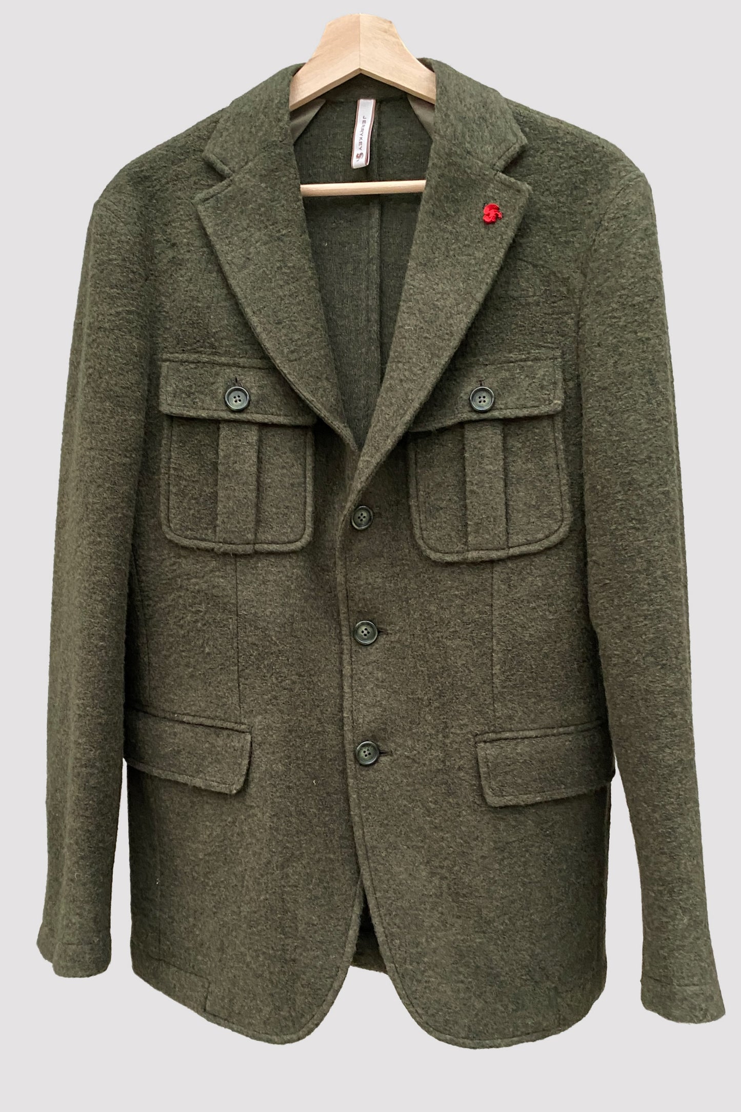 Jerry Key chaqueta de lana cocida verde