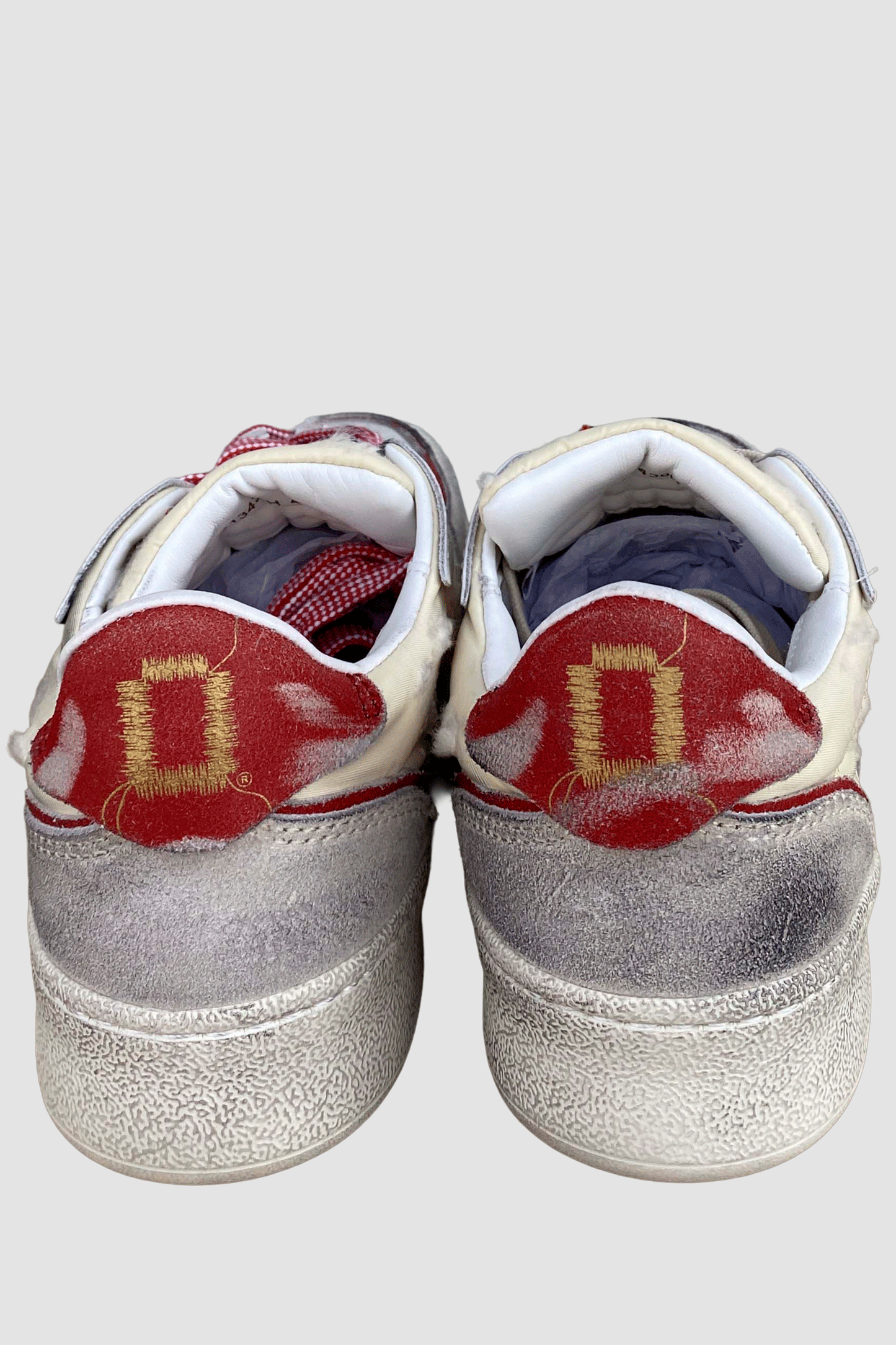 Monoway Zapatilla de cuero y textil blanca y roja