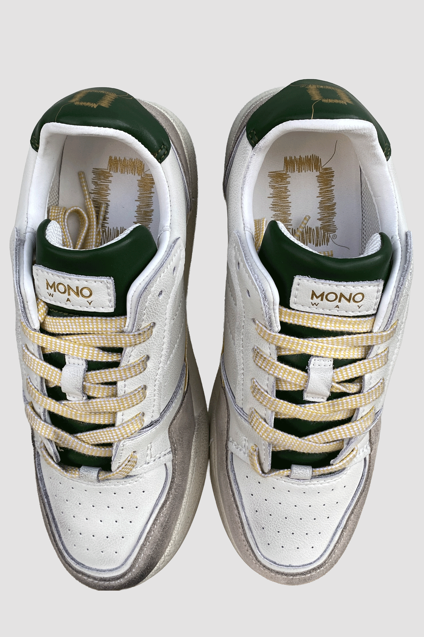 Monoway Zapatillas de napa blancas y verdes