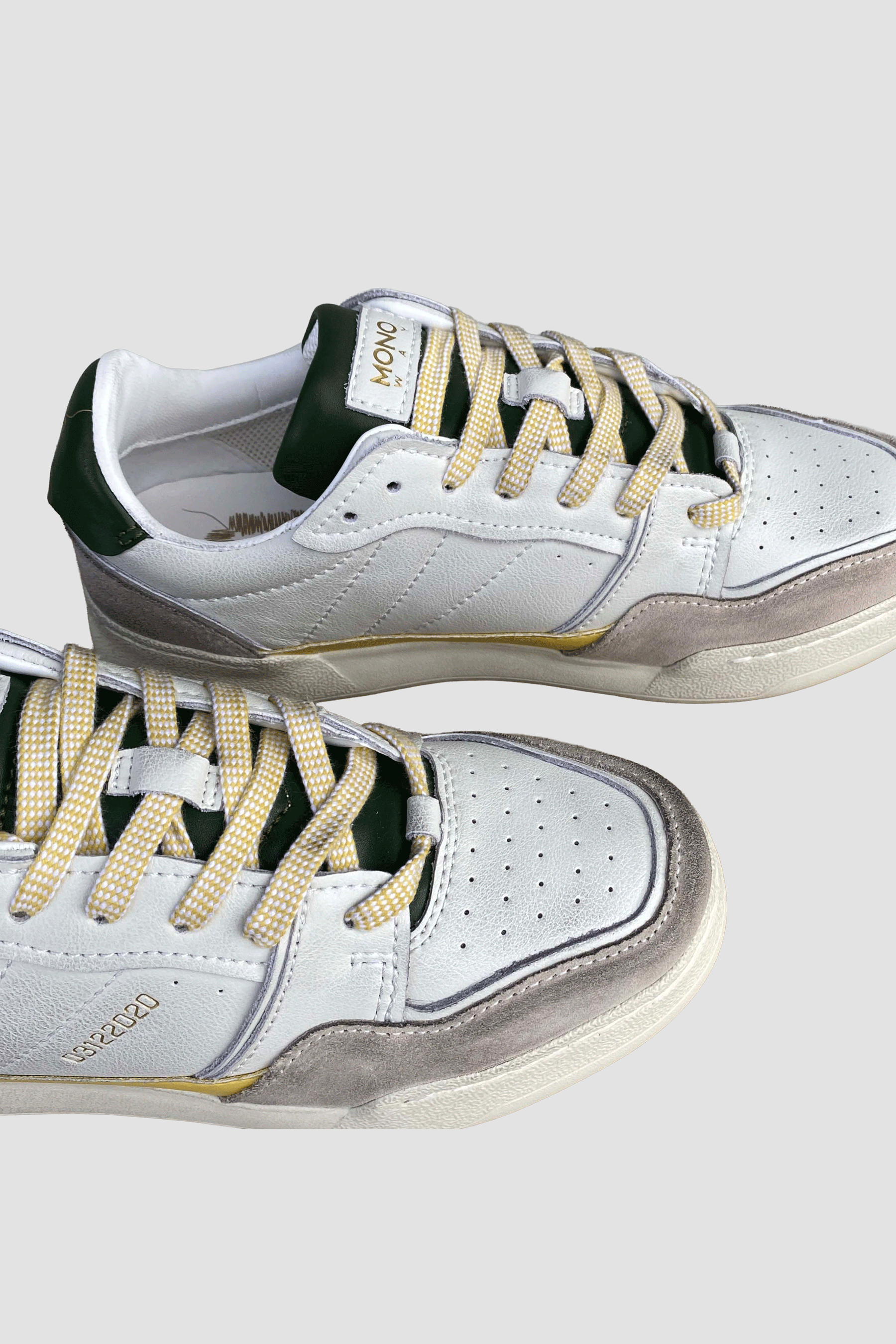 Monoway Zapatillas de napa blancas y verdes