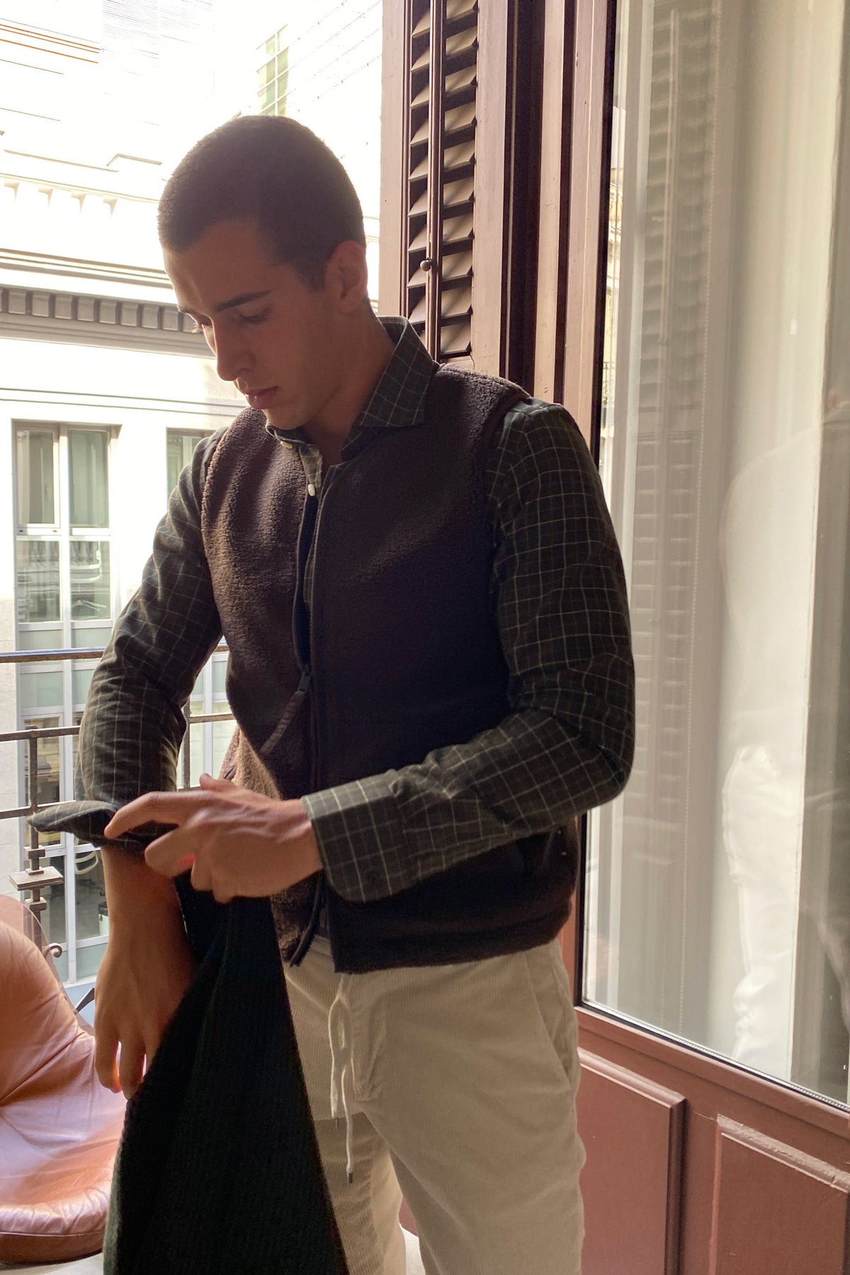 Bastoncino Camisa de verde con dibujo de cuadros