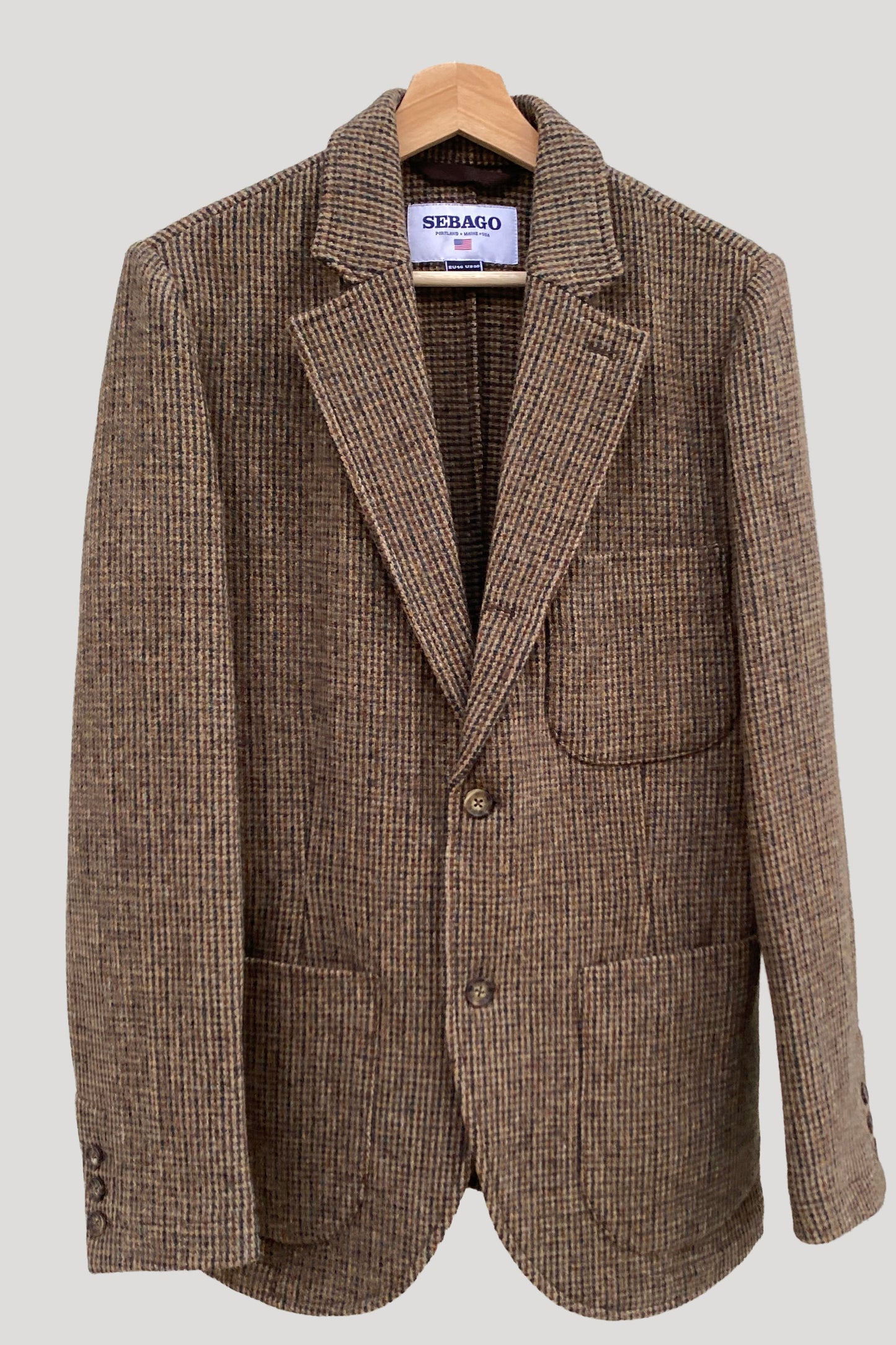 Sebago Blazer marrón micro pata de gallo de lana