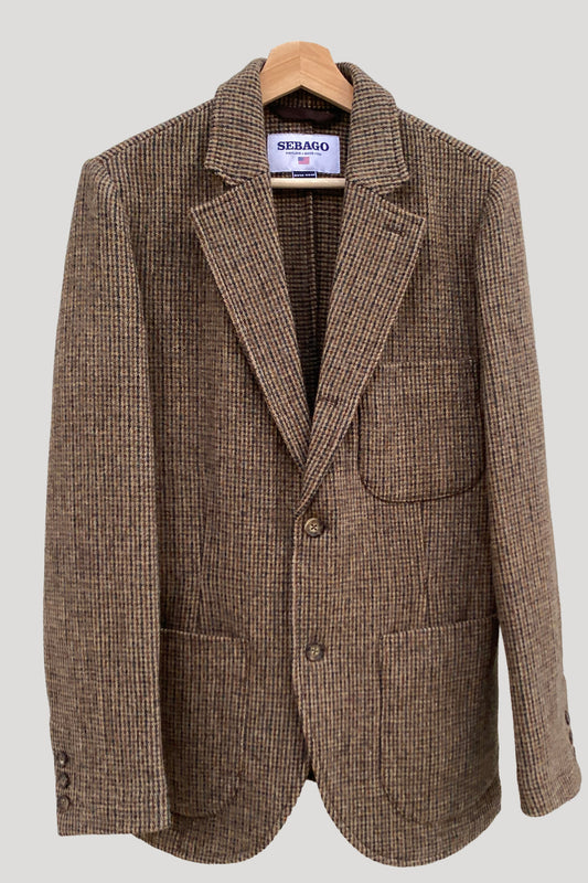 Sebago Blazer marrón micro pata de gallo de lana