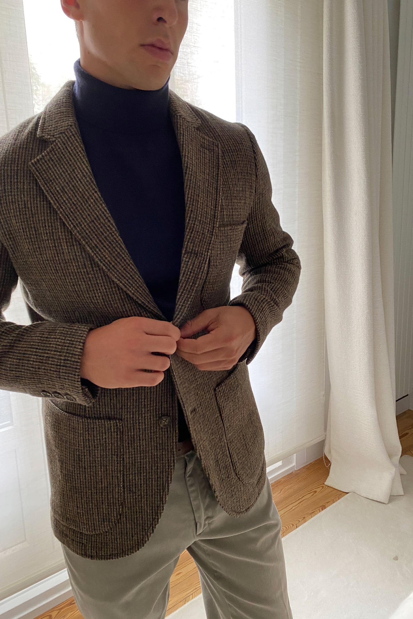 Sebago Blazer marrón micro pata de gallo de lana