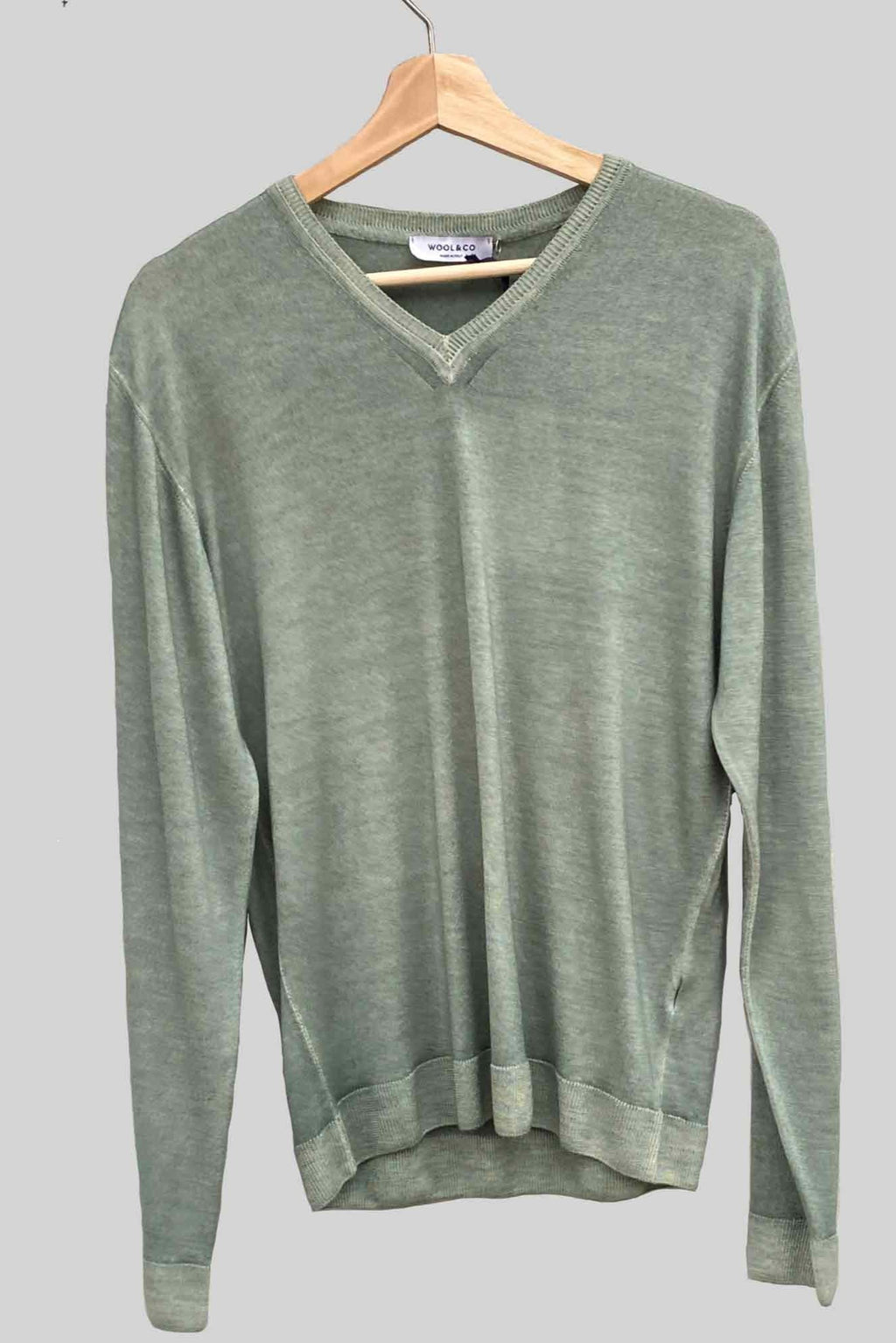 Wool&co Jersey cuello verde celadón